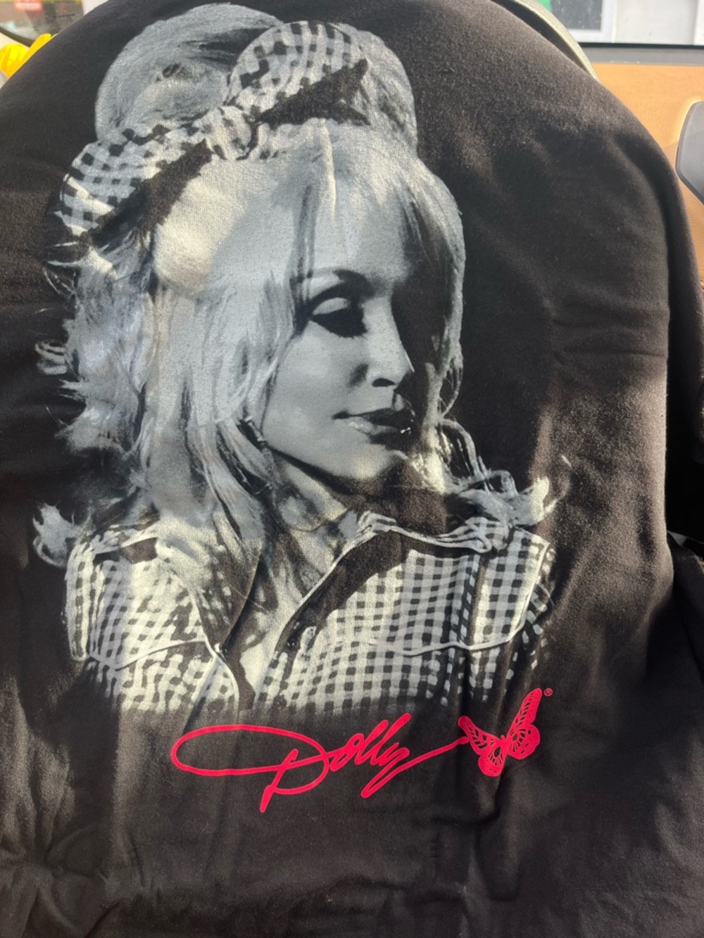 Dolly Black Tee with Pink Logo Accent